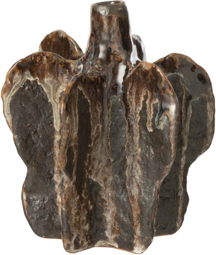 J-Line vaas Naga - keramiek - bruin/zwart - small - Ø 12.5 cm