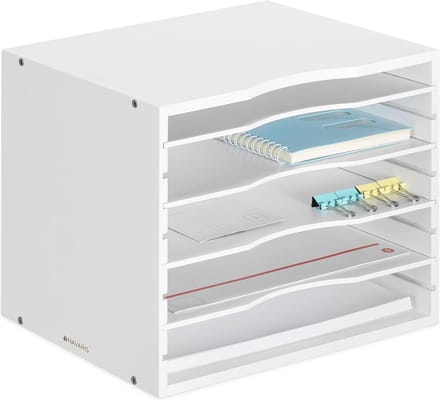 Houten bureau-organizer met 5 compartimenten - Bambus - 33 x 26 x 24.5 cm - Voor brieven en documenten
