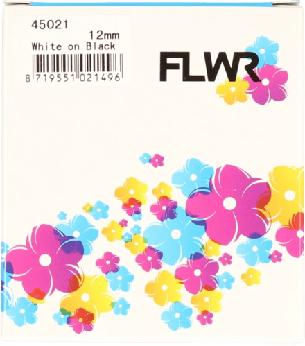 FLWR - Printetiket / 45021 / Zwart op Wit - Geschikt voor Dymo