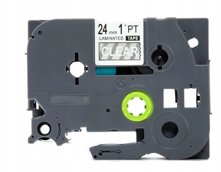 Brother TZe-155 Laminatietape 24mm Transparant met Witte Tekst