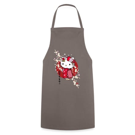 Hello Kitty In Een Rode Kimono En Kersenbloesems Keukenschort