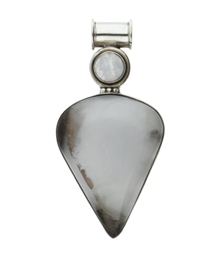 Zilveren blauwe Chalcedoon edelsteen punt XL hanger