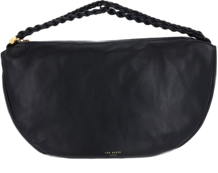 Ted Baker Leren handtas Islo Leather Statement Hardware Large Hobo Bag Black zwart