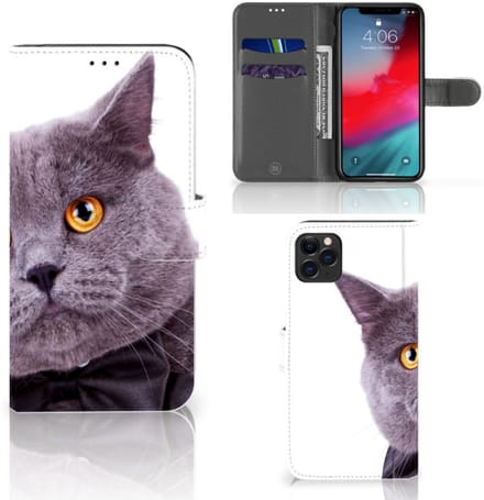 Boekhoesje voor Apple iPhone 11 Pro Max Telefoonhoesje met Pasjes Kat