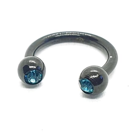 Zwart Met Steentjes - Neus / Septum / Helix Piercing