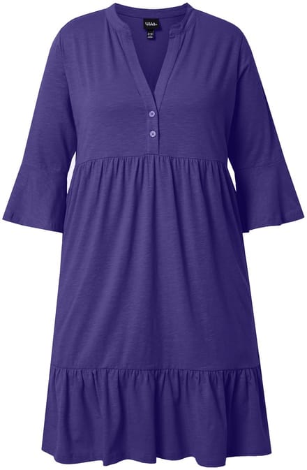 Ulla Popken - Dames - Jersey jurk - Aubergine - Maat 46+