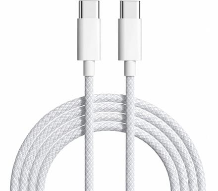 iPhone 15 Oplaad Kabel - Nylon Oplaad Kabel - Extra Stevig - USB C naar USB C Kabel - 1 Meter - Geschikt voor iPhone 15 / iPhone 15 Pro - OXILO