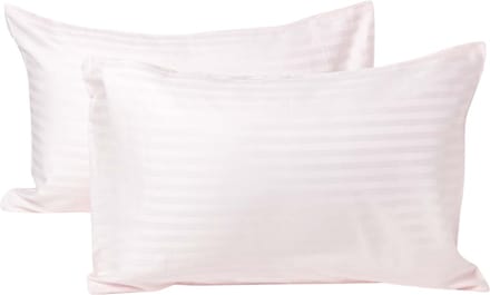 Homescapes Kinder Kussensloop 40x60 cm – Set van 2 – Roze – Satijnstreep 100% Egyptisch Katoen – OEKO-TEX®
