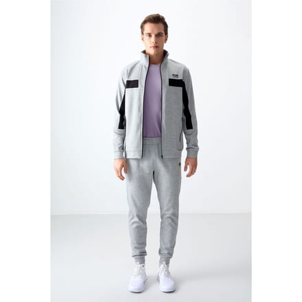 Heren Fleece Sweatshirt en Broek Set met Kleurblokken