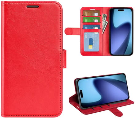 MobyDefend Hoesje - Geschikt voor iPhone Air - Wallet Book Case (Sluiting Achterkant) - Rood
