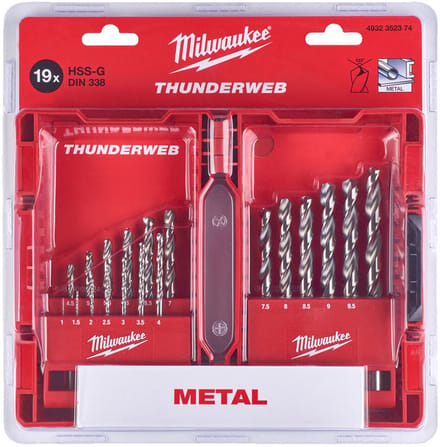 Milwaukee Thunderweb HSS-G Metaalborenset – 19-delig (1–10 mm) – In Koffer