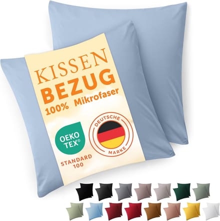 Set van 2 Kussenhoezen 40 x 40 cm - Geborstelde Microvezel - Lichtblauw