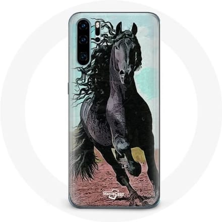 Coque pour Huawei P30 - Cheval Noir De La Race Frisonne - Rigide - Synthétique - Mixte noir