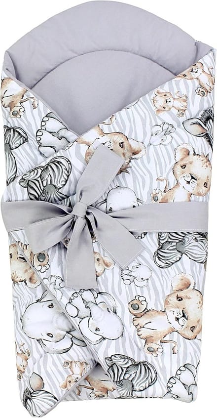 Baby Wikkeldeken met Ruffles en Strik, Safari, 70 x 70 cm