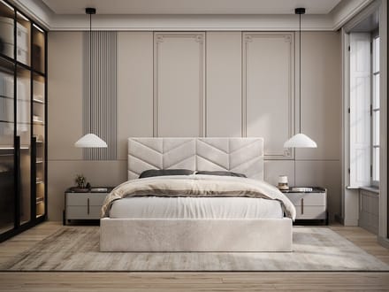 Vente-unique Bed met opbergruimte stof crème 200 x 200 cm