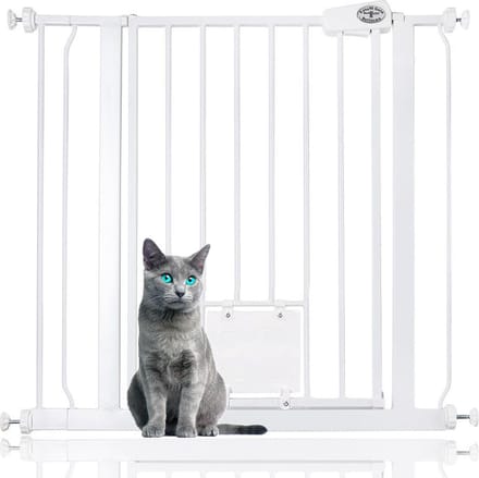Bettacare Huisdierhek met Afsluitbaar Kattenluik, 81,4 - 89cm, Wit