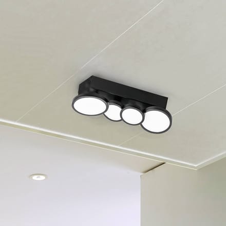 LIGHTME LED plafondlamp Aqua GU10 4-lamps zwart