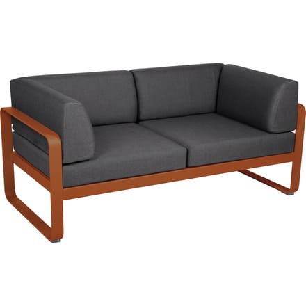 Fermob BELLEVIE club sofa 2 zits - E2 gekonfijte sinaasappel - A3 grafietgrijs