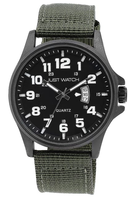 JUST WATCH herenhorloge nylon van nylon met datumweergave, 3 ATM waterdicht