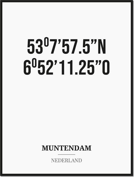 Poster/kaart MUNTENDAM met coördinaten