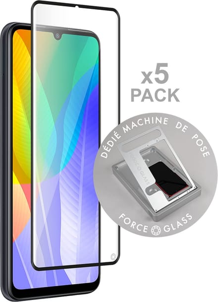 Force Case, Screenprotector geschikt voor Huawei Y6P - [5 Stuks] Organic Glass 2.5D, Transparant