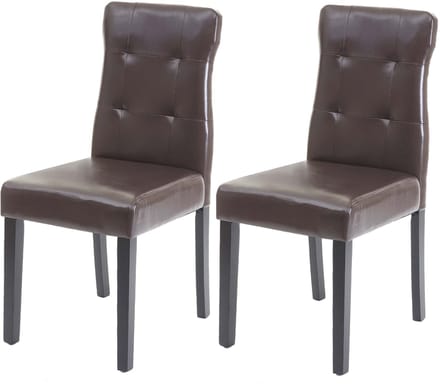 Set van 2 eetkamerstoelen MCW-E58, stoel eetkamerstoelen ~ kunstleer bruin, donkere poten