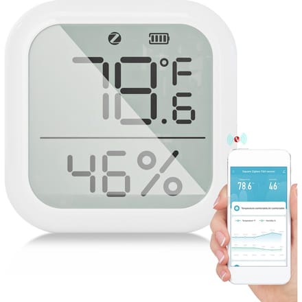 ZigBee – thermomètre hygromètre intelligent, capteur de température et d'humidité intérieure, avec contrôle par application, grand écran LCD blanc