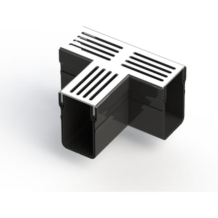 Drain 65/100 mm T-stuk | lijngoot | grijs aluminium rooster