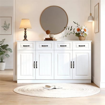 Sideboard 160 cm - 4 Lades, 4 Deuren en 2 Legplanken - MDF - Wit