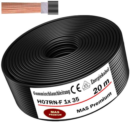 Flexibele rubberen installatiekabel H07RN-F 1x35mm² voor zware apparatuur en bouw