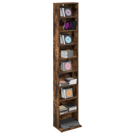 vidaXL - CD - Kast - Gerookt - eiken - 33 - x - 23,5 - x - 175 - cm - Bewerkt - hout