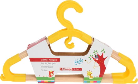 Storage Solutions kledinghangers voor kinderen - 3x - kunststof/hout - geel - Sterke kwaliteit