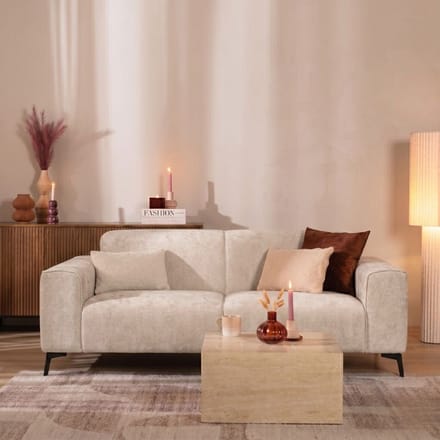Bronx71® 2,5-zits bank Vegas stof chenille wit/beige