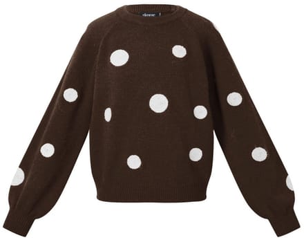 Gebreide Trui Polka dots | Bruin met witte stippen | YW Yehwang | L/XL