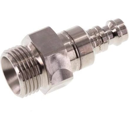 RVS 306L DN 5 Luchtkoppeling Insteeknippel G 3/8 inch Buitendraad Double Shut-Off - CLP5-M-SSL-SV-P-038