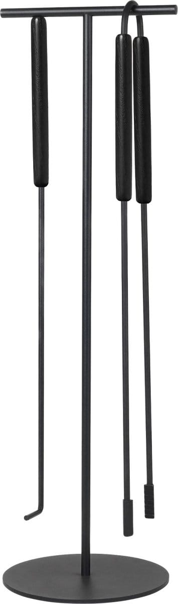 Blomus ASHI Openhaardset - H 75,5 cm, Ø 22 cm - Zwart - 3-delig