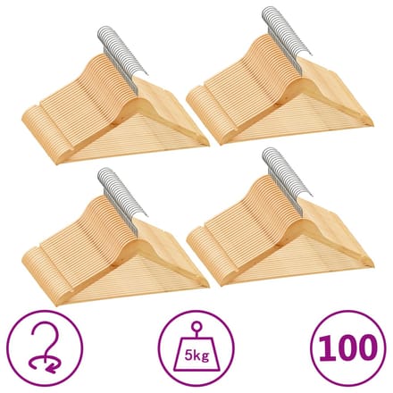 vidaXL - 100-delige - Kledinghangerset - anti-slip - hardhout