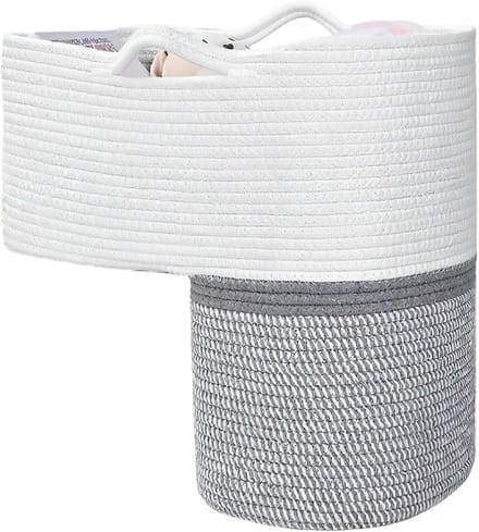 Trapmand - Opbergmand - Ruimte Besparen - Geweven Katoen - 40 cm - Grijs Wit
