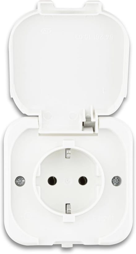 Stopcontact voor vochtige ruimtes IP44, opbouw, wit, dubbele functie
