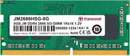 Transcend JetRAM - DDR4 - 8 GB - SO DIMM 260-PIN - 2666 MHz / PC4-21300 - CL19 - 1.2 V - niet-gebufferd - niet-ECC
