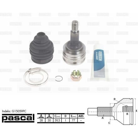 Homokineet reparatie set, aandrijfas PASCAL G15059PC