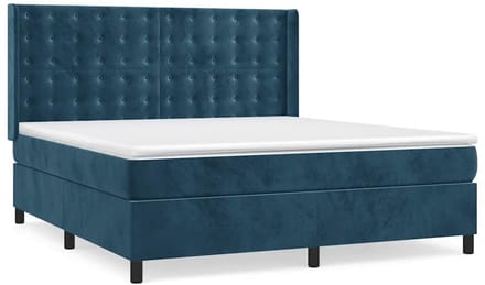vidaXL - Boxspring - met - matras - fluweel - donkerblauw - 160x200 - cm