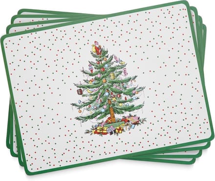 Set van 4 Kerst Placemats met Kurk Onderkant | Hitte- en Vlekbestendig Tafelaccessoire