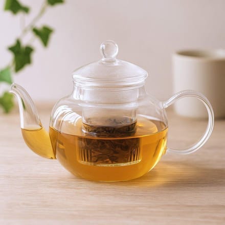 Glazen theepot met infuser - Rond parelmoer - 400 ml - 11x10cm