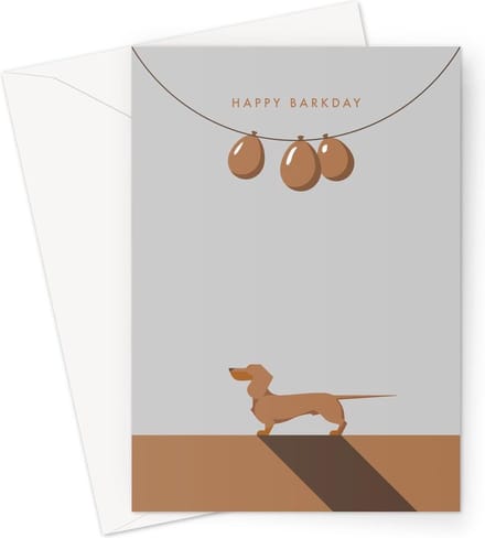 Hound & Herringbone - Rode Teckel Grote Verjaardagskaart - Red Dachshund Large Birthday Card