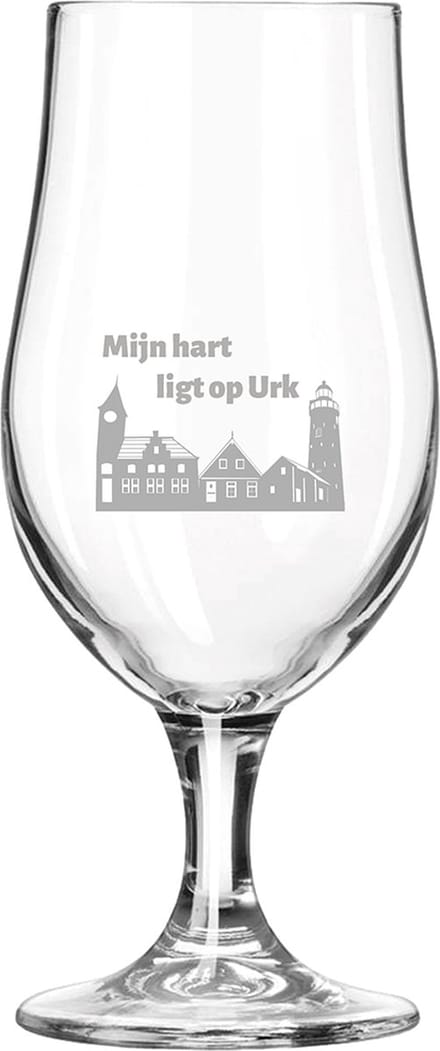 Gegraveerde bierglas op voet 49cl Urk