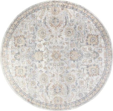 SURYA Esther rond vloerkleed wasbaar oosters vintage crèmekleurig