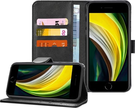 Geschikt voor iPhone SE 2020 / 8 / 7 - Bookcase Zwart - Portemonnee Hoesje
