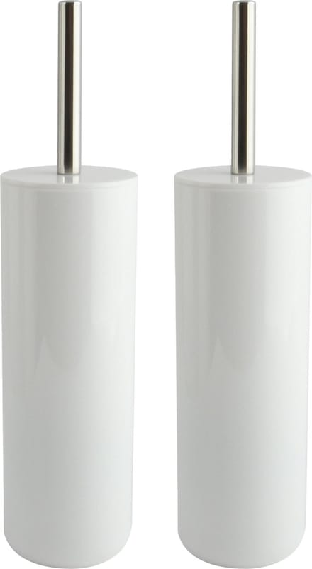 MSV Porto Toilet/wc-borstel houder - 2x - kunststof - wit - 38 cm