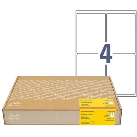 AVERY® Purpose Form-mailingsetiketten, 99,1 x 143,5 mm, 300 vellen, wit